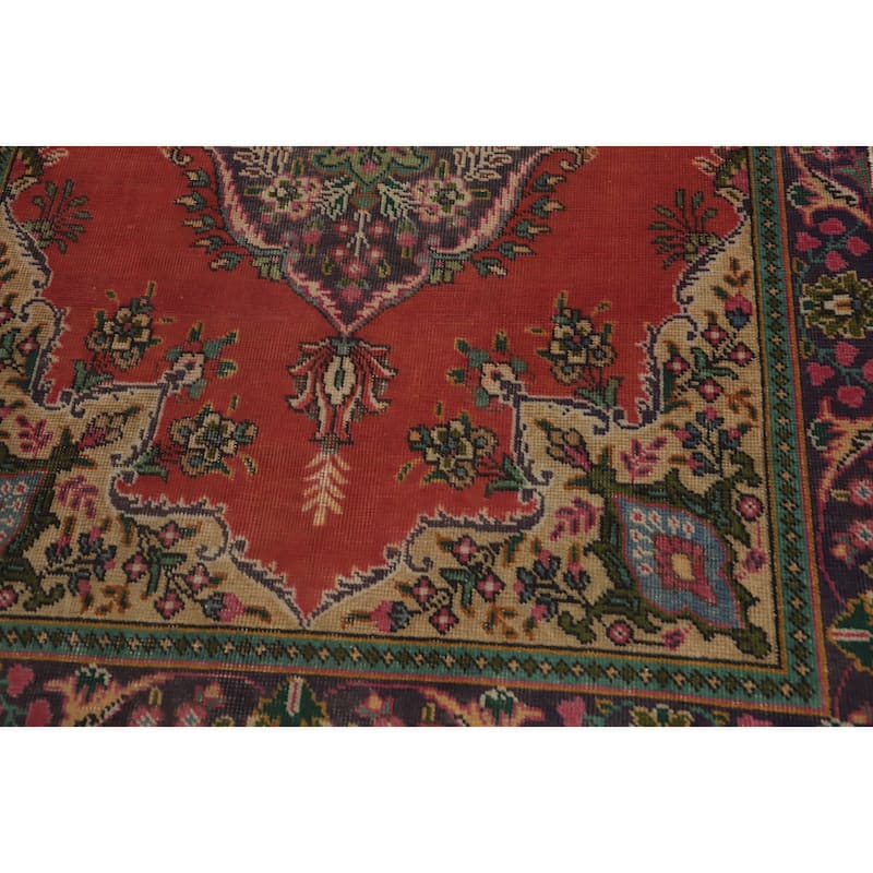 Hand Knotted Oriental 100% Wool Carpet Traditional Medallion Oranges & Rust Tabriz Area Rug - 6' 0'' X 4' 2''