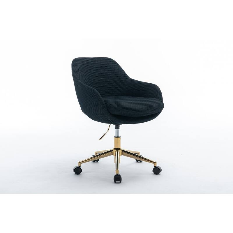 360°Swivel Home Office Chair With Adjustable Height and Gold Metal Base