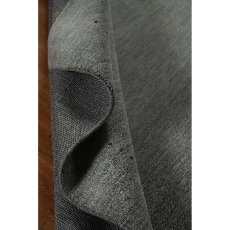 Gray Tribal Gabbeh Indian Area Rug Handmade Wool Carpet - 5'5" x 7'9"