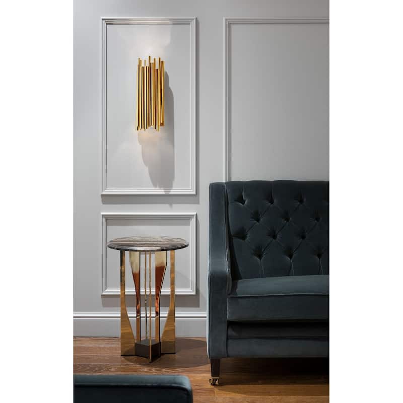 2-Light Gold Stainless Steel Rod Wall Sconce