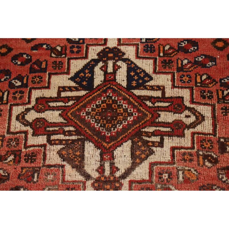 Tribal Orange Shiraz Persian Vintage Rug Handmade Wool Carpet - 4'11"x 7'9"