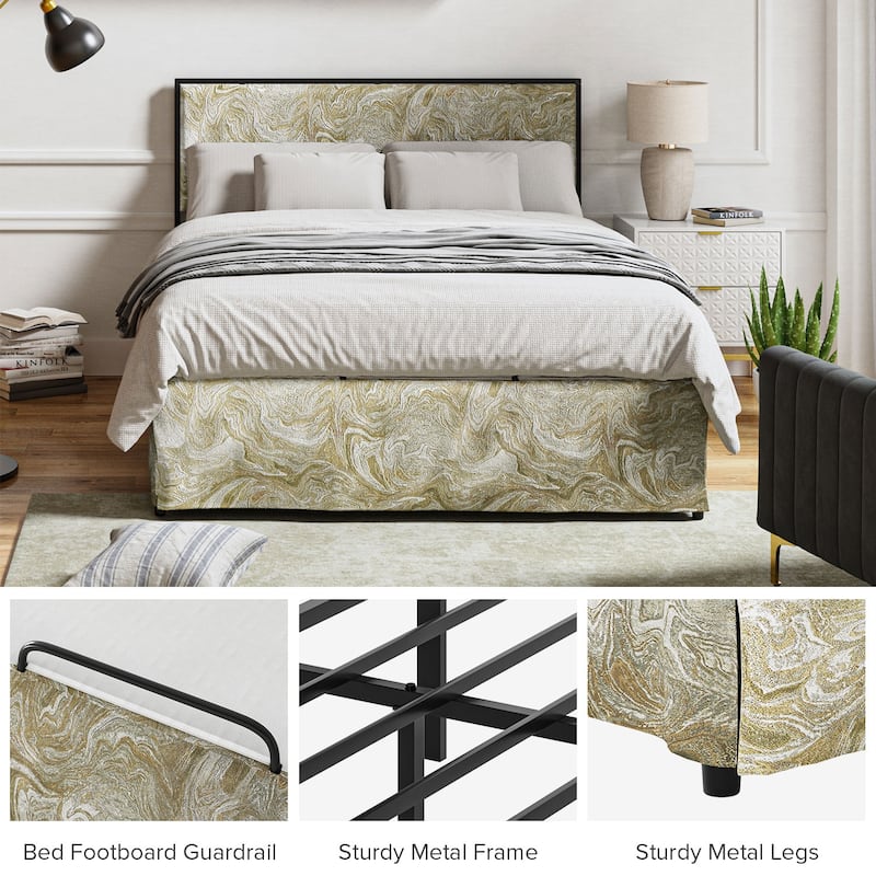 Oliver Modern Washable Slipcover Bed Upholstered Metal by HULALA HOME