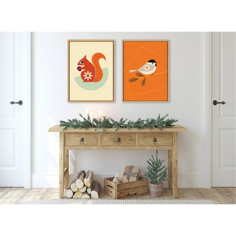 Kate and Laurel Sylvie Chickadee Framed Canvas by Amber Leaders