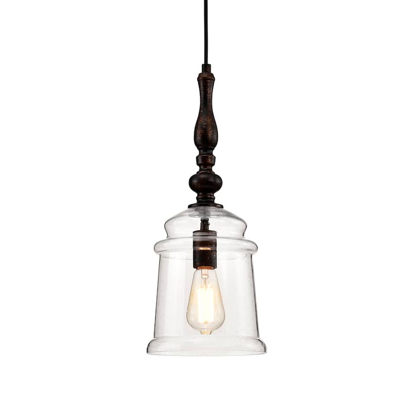 Oil Rubbed Bronze 1-Light Pendant with Glass Bell Jar Shade - Oil Rubbed Bronze
