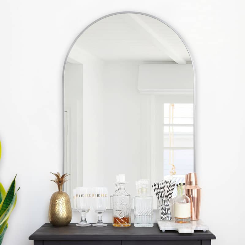Arched Metal Full-length Standing Floor Mirror - 36x24 - Silver