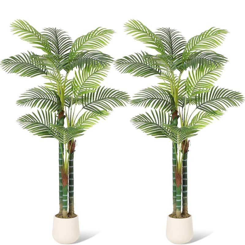 Set of 2 Artificial Tall Palm Tree Fake Plant for Indoor Home Decor - 6 ft