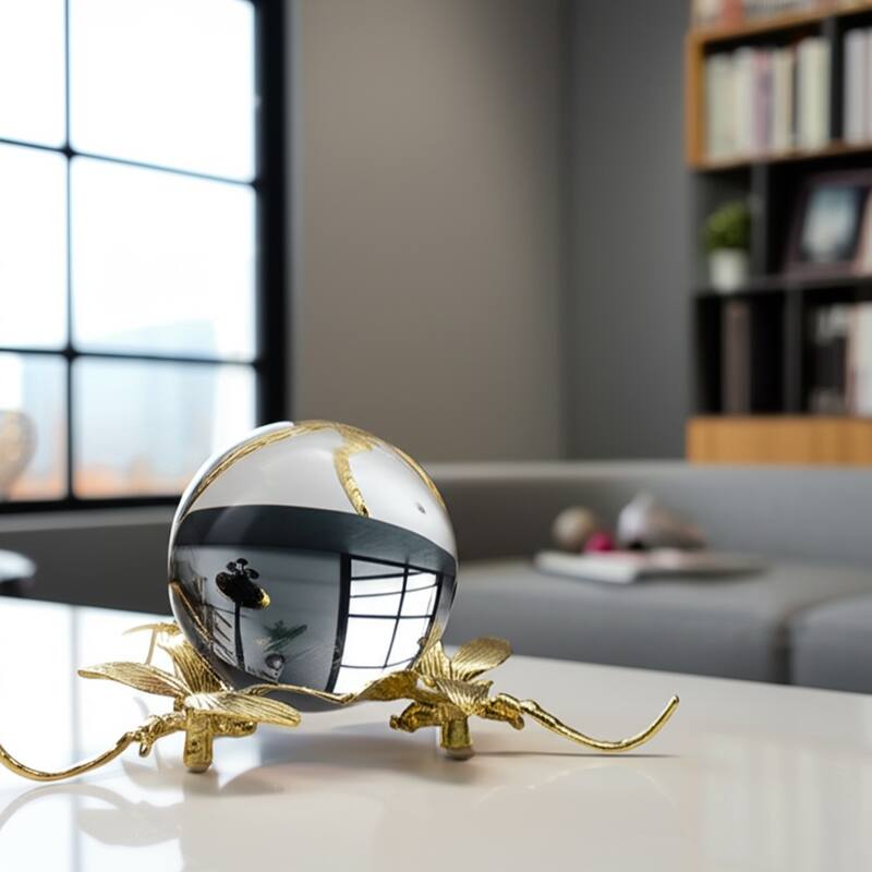 Resin Orb Sculpture Dragonfly Modern Figurine Home Decor - 4" Gold - 8" x 8" x 3.5" - Gold - 8" x 8" x 3.5"