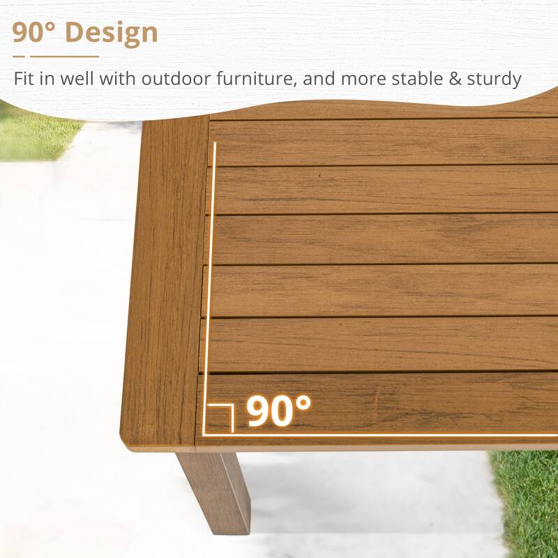 Outdoor HDPS Coffee Table With Fine Straight Texture - 44.1" W X 23.6" D X 17.3" H