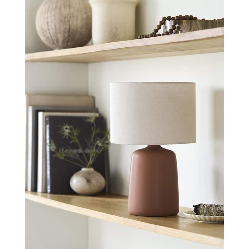 Livabliss Elio Modern Accent Table Lamp - 16"H x 10"W x 10"D - Red Brown