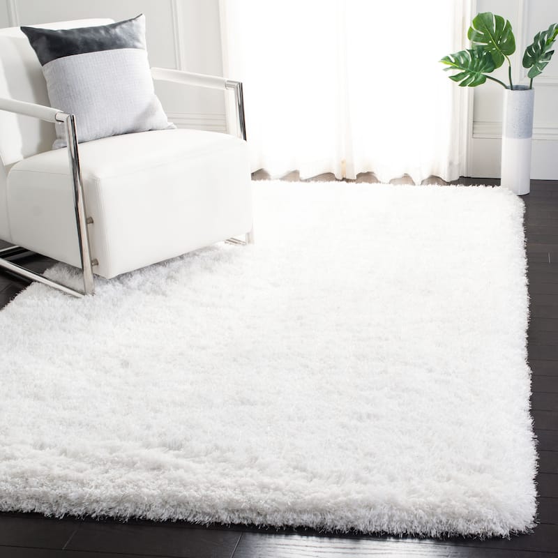 SAFAVIEH Handmade Brandy Shag Raila Glam Rug - 4' x 6' - Ivory