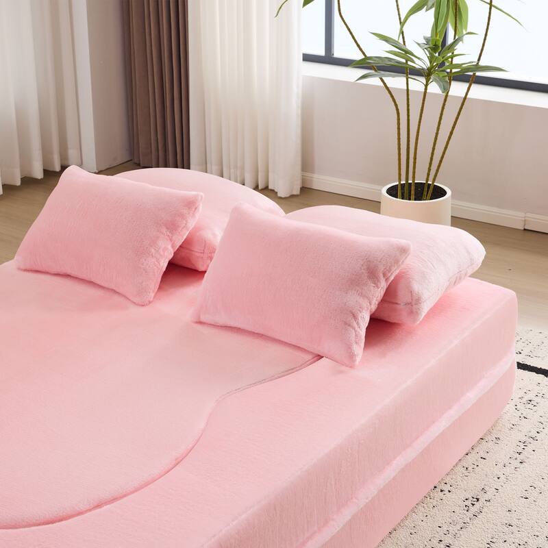 Queen Foldable Sleeper Sofa, Floor Couch Sofa Bed, High-Density Foam Convertible Lounge Sofa Loveseat