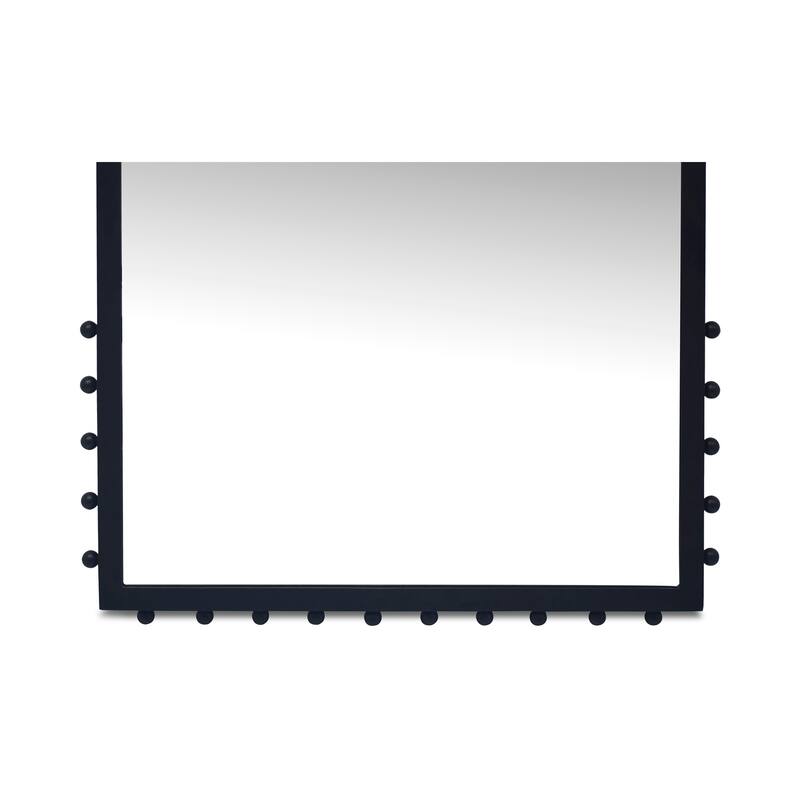 NADAAL STUDIOS Tallis Black Cast Aluminum Floor Mirror with Finial Detail