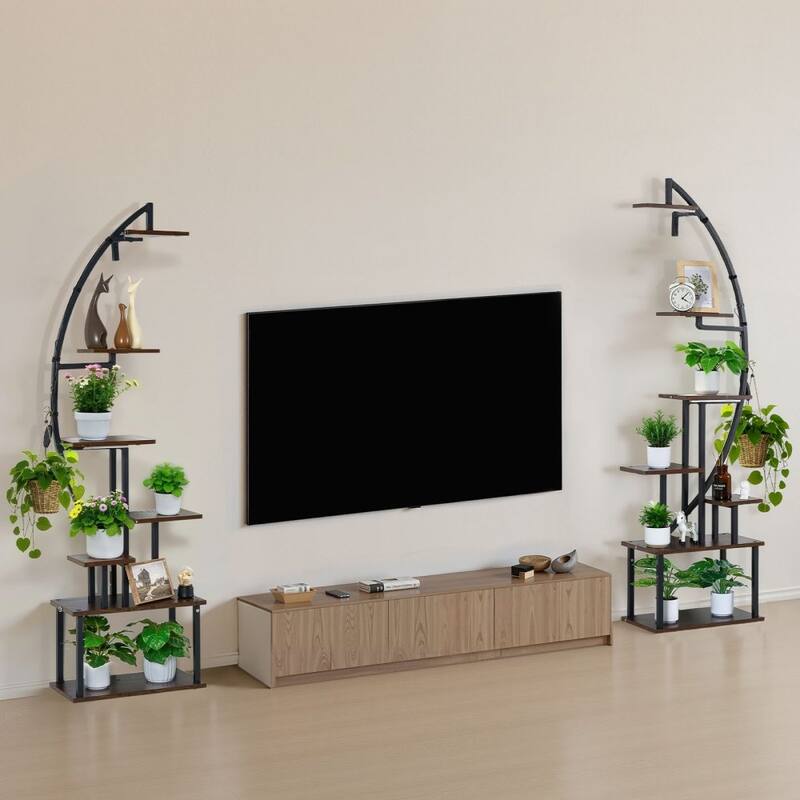 7-Tier Indoor Plant Stand 2 Pack with LED Grow Lights and Adjustable Timer and Brightness - 21.65" × 10.24" × 65.55"