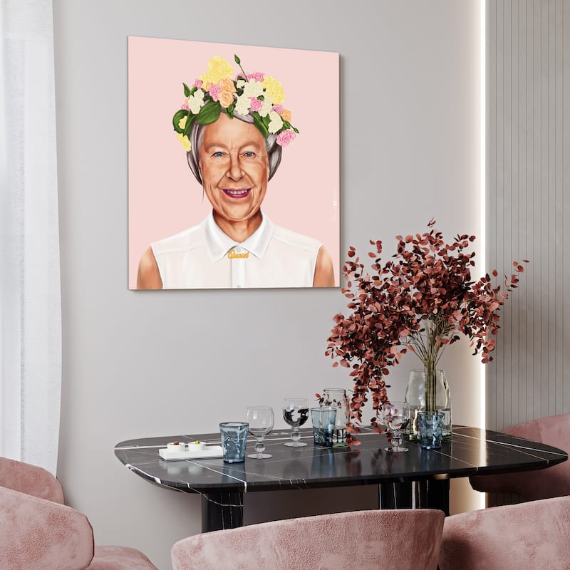 Empire Art Direct Hip Queen Elizabeth II Printed Tempered Glass Wall Art - Multi-Color