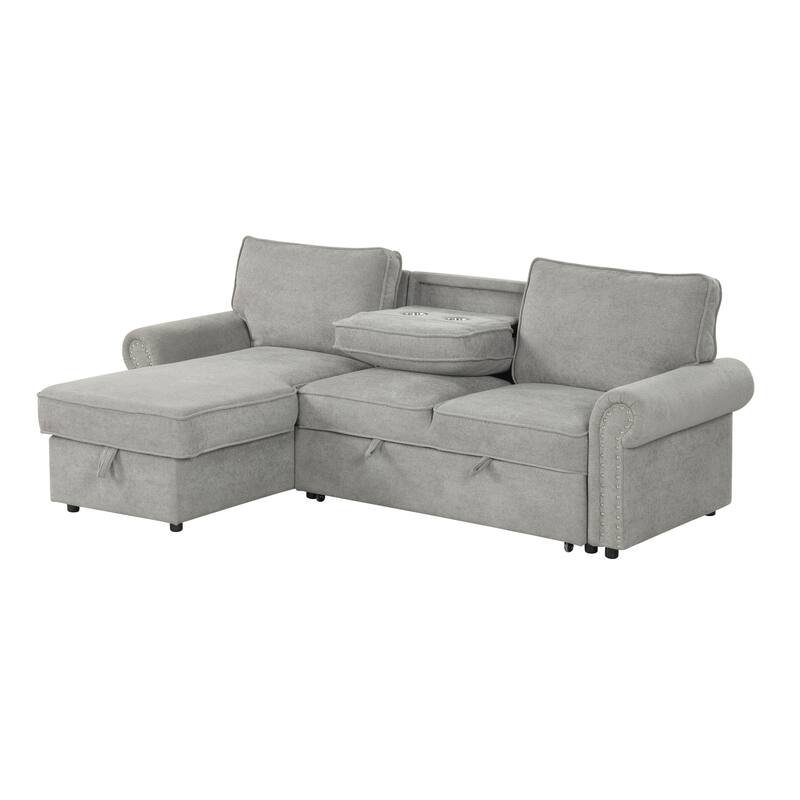 Roomfitters 95" Convertible Sectional Sleeper Sofa L-Shaped Couch with Storage Chaise and Pull Out Bed for Living Room