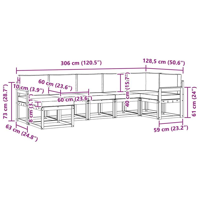 vidaXL Outdoor Sofa Set with Cushion 7 pcs Natural and Anthracite