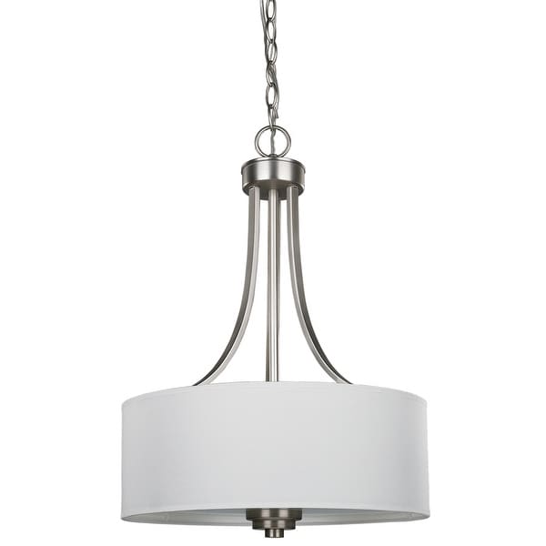 Canarm Pier 3 Light Chandelier with White Fabric Shade and Flat Opal ... Canarm Pier 3 Light Chandelier with White Fabric Shade and Flat Opal ...