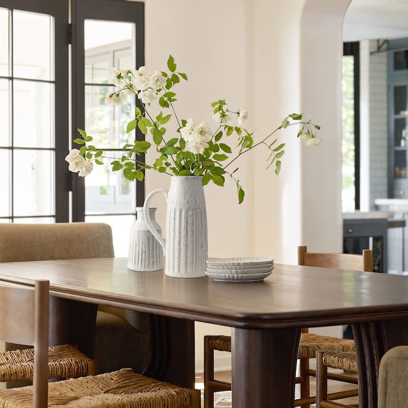 Vintage White Ribbed Terracotta Vase (Single)