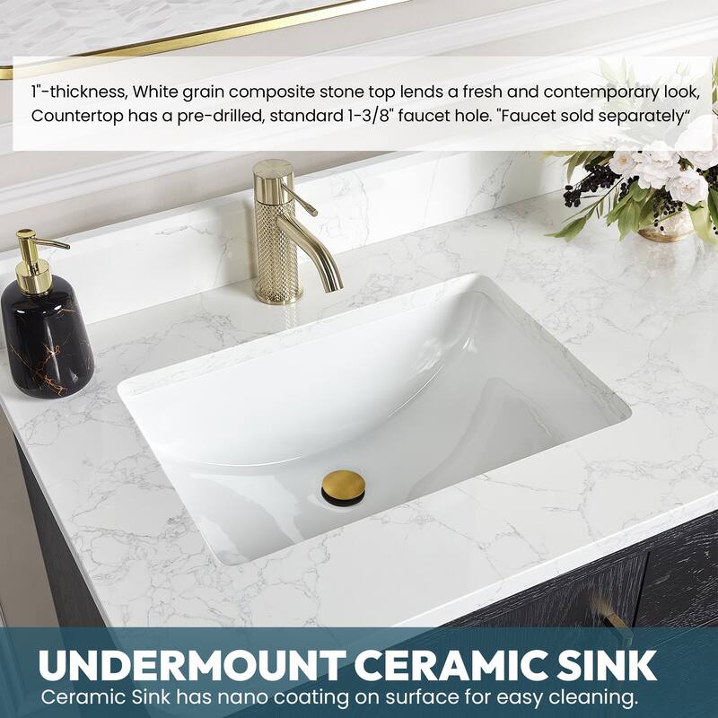 Gara Double Bath Vanity with Composite Stone Top without Mirror
