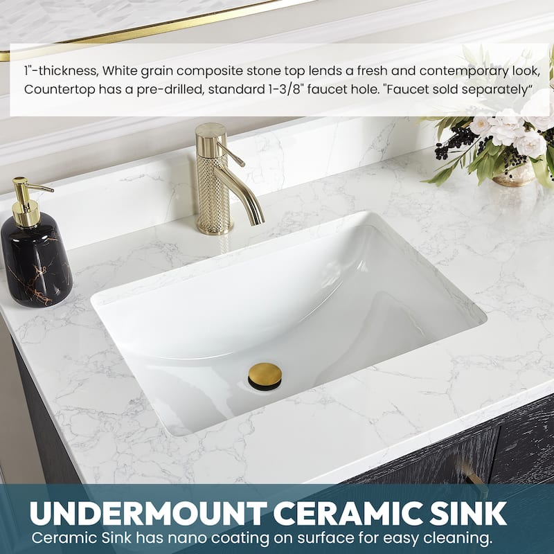 Gara Single Bath Vanity with Composite Stone Top without Mirror