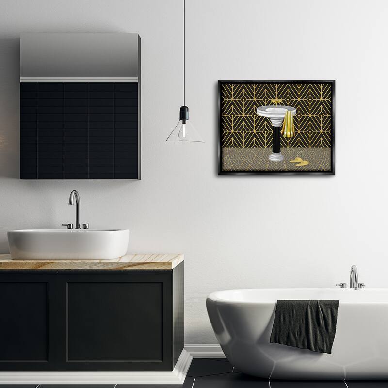 Stupell Deco Style Glam Bathroom Framed Floater Canvas Wall Art Design By Conrad Knutsen