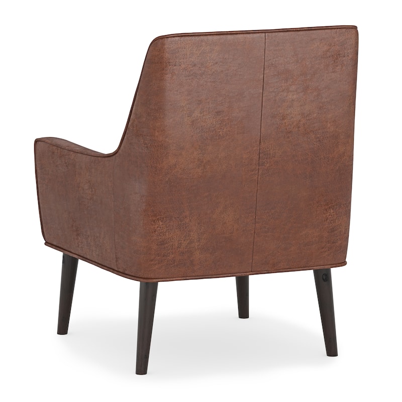 WYNDENHALL Warnock 31 inch Wide Contemporary Accent Chair in Distressed Saddle Brown Faux Leather