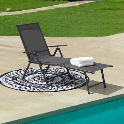 Nuu Garden Outdoor Folding Chaise Lounge with Adjustable Backrest