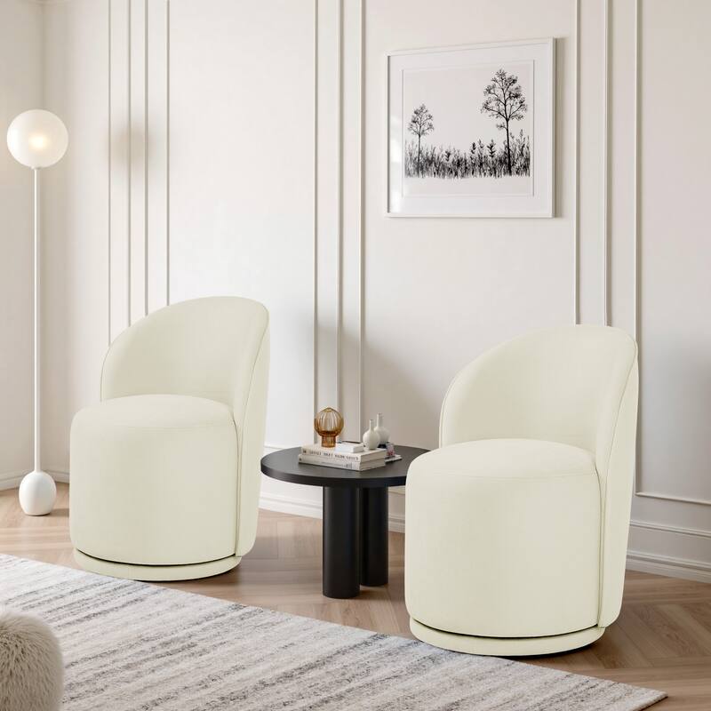 UIXE 2 Set Modern Upholstered Swivel Armless Side Dining Chairs - Beige
