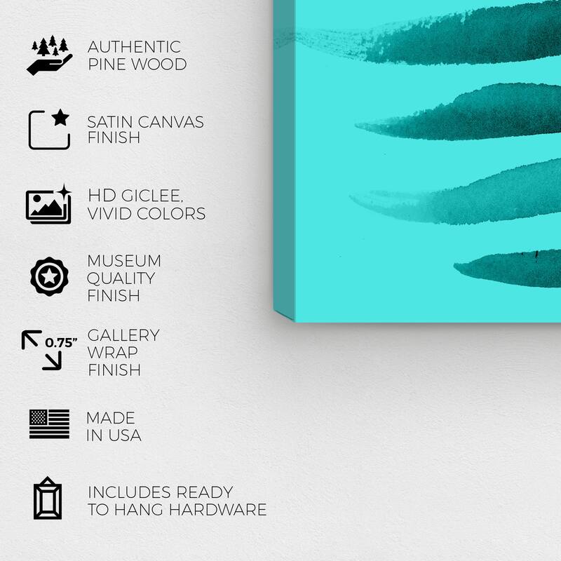 Wynwood Studio Canvas Floral and Botanical Palmas Turquoise Blue and Celeste Tropical Wall Art Canvas Print