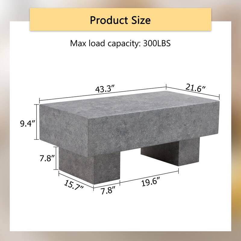 43.3" Modern Rectangular Coffee Table with Sturdy MDF Support Legs for Living Room