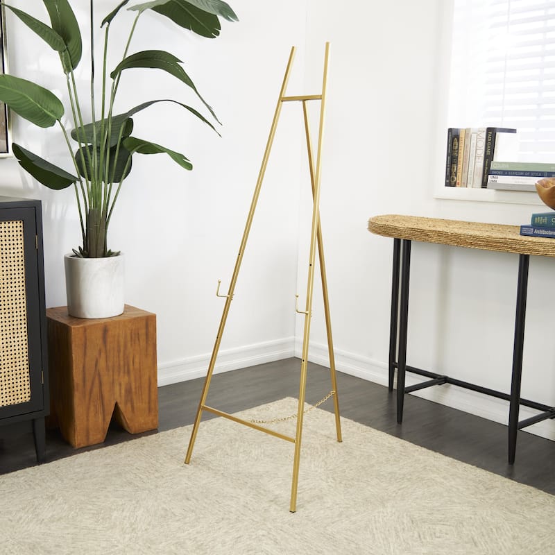 Metal Geometric Tall Adjustable 3 Tier Display Easel with Chain Support - Black or Gold - Roche River Decor