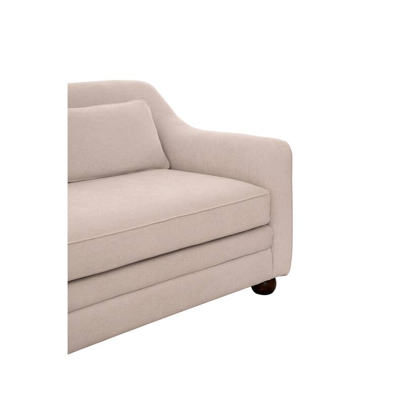 NADAAL STUDIOS Caelanor Sofa, Curved Back with Wide Lumbar Cushions and Wooden Bun Feet, Oat