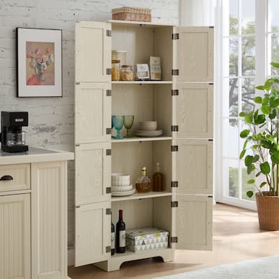 72.4" Tall Freestanding Storage Cabinet - 8 Doors & 4 Shelves, Multi-Use as Bookshelf for Living Room, Kitchen, Dining Room .
