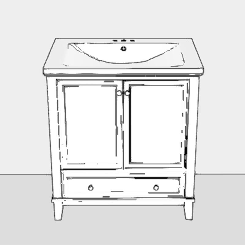 34.8" Tall Solid Wood with MDF 2-Door Freestanding in White with Basin - 30" x 18"