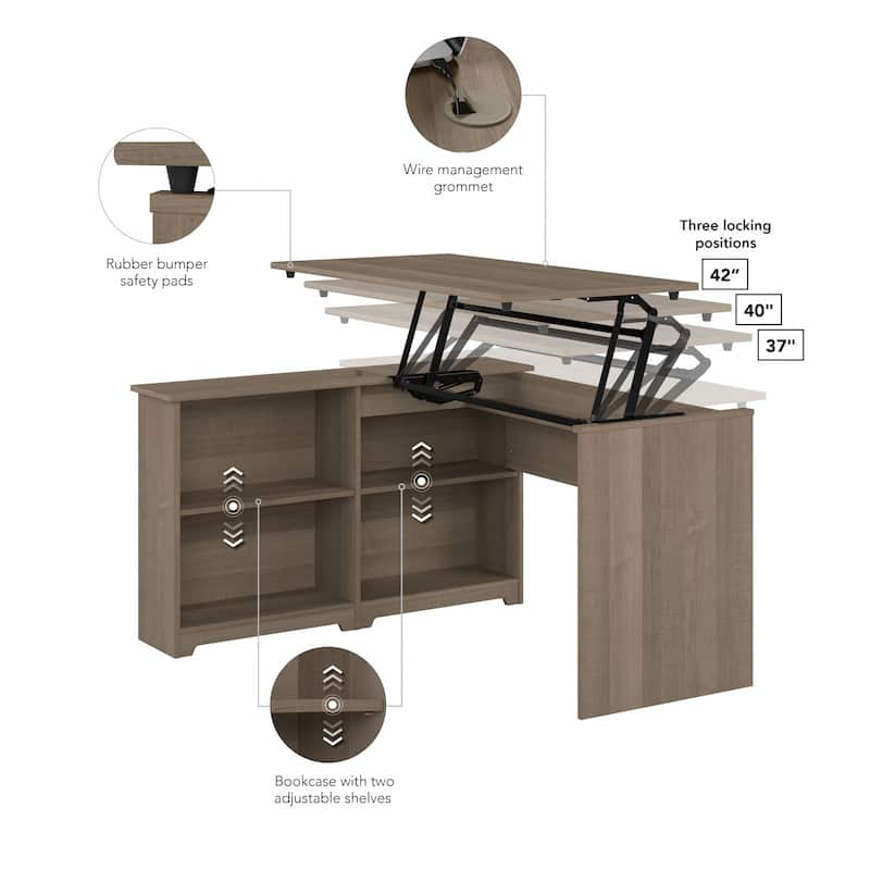 Bush Furniture Cabot 52W Standing Corner Desk with Shelves