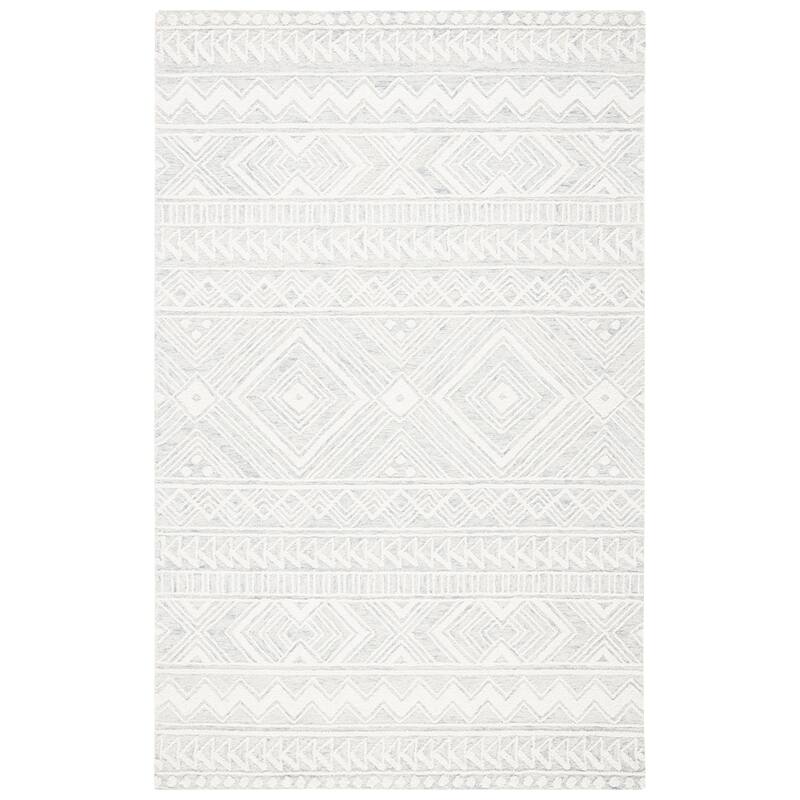 SAFAVIEH Handmade Metro Mirushe Boho Moroccan Wool Rug - 6' Square - Grey/Ivory