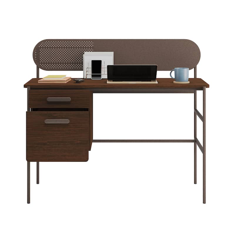 Wood Desk with interlock drawers, Brown
