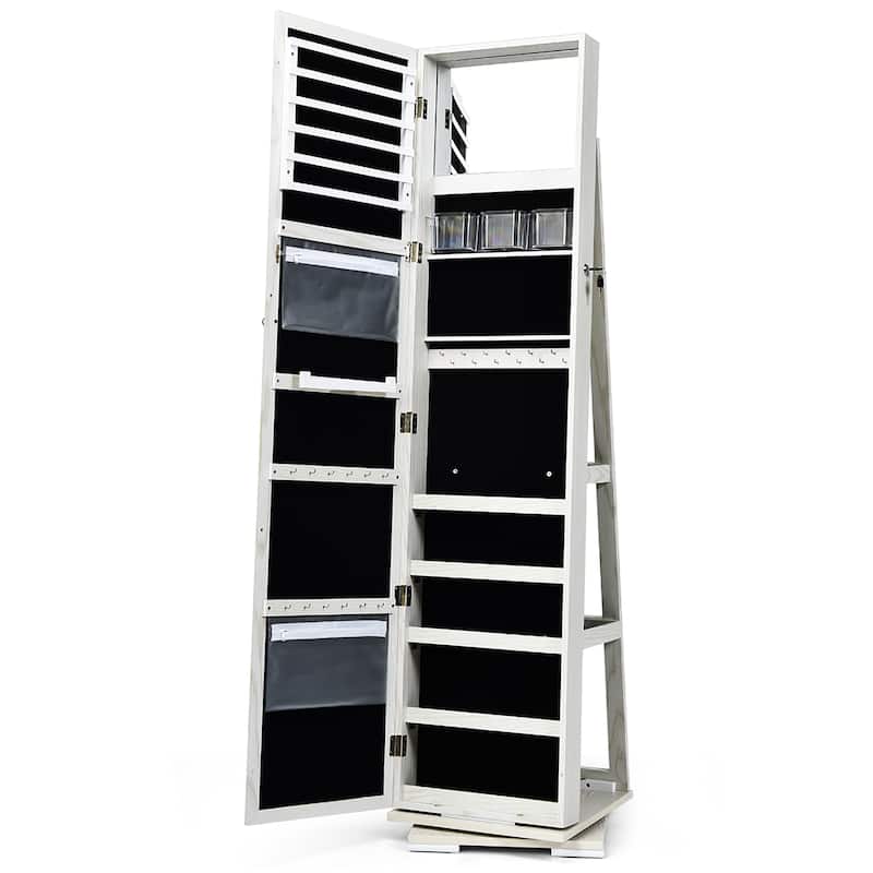 Armoire Jewelry Cabinet Standing Jewelry Organizer - White