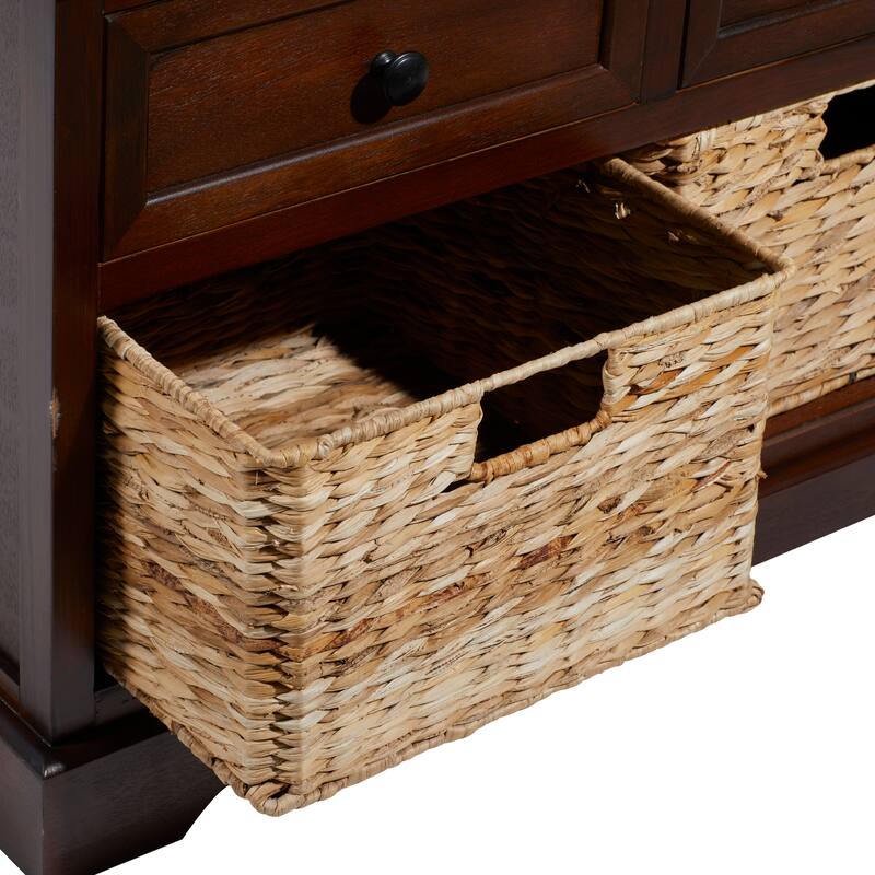 Cream, Teal, White or Brown Wood 2 Baskets and 1 Drawer Storage Unit - 16 x 13 x 28