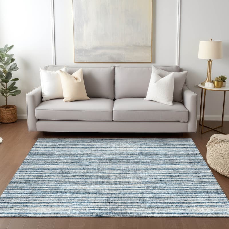 Machine Washable Indoor/ Outdoor Chantille Contemporary Stripes Rug