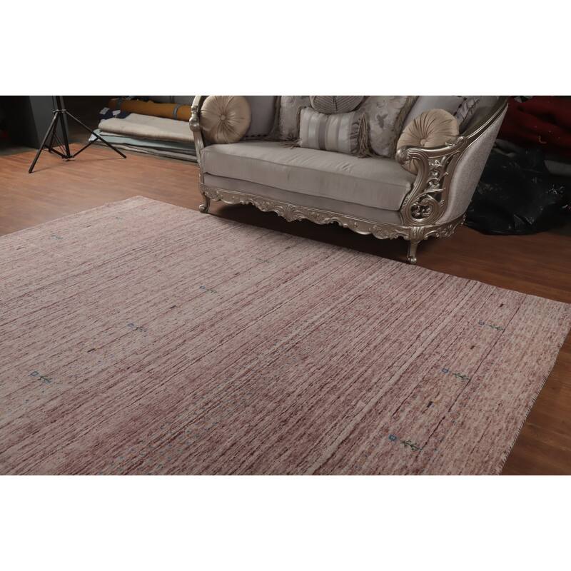 Hand Knotted Oriental 100% Wool Carpet Tribal Animal Pictorial Pink Gabbeh Area Rug - 10' 8'' X 7' 9''