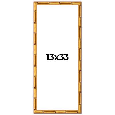 13x33 Frame Gold Bamboo Picture Frame Modern Photo Frame Includes UV Acrylic Shatter Guard Front Acid Free Foam Backing Board