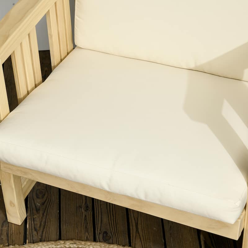 2 Piece Patio Furniture Set, Wood Outdoor Patio Chair with Ottoman, Cushioned Outdoor Lounge Chair, Sofa Chair with Footrest