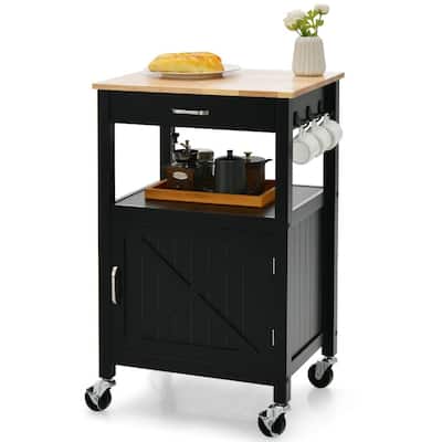 Rolling Kitchen Island Cart with Drawer and Side Hooks - 22" x 18" x 36" (L x W x H)