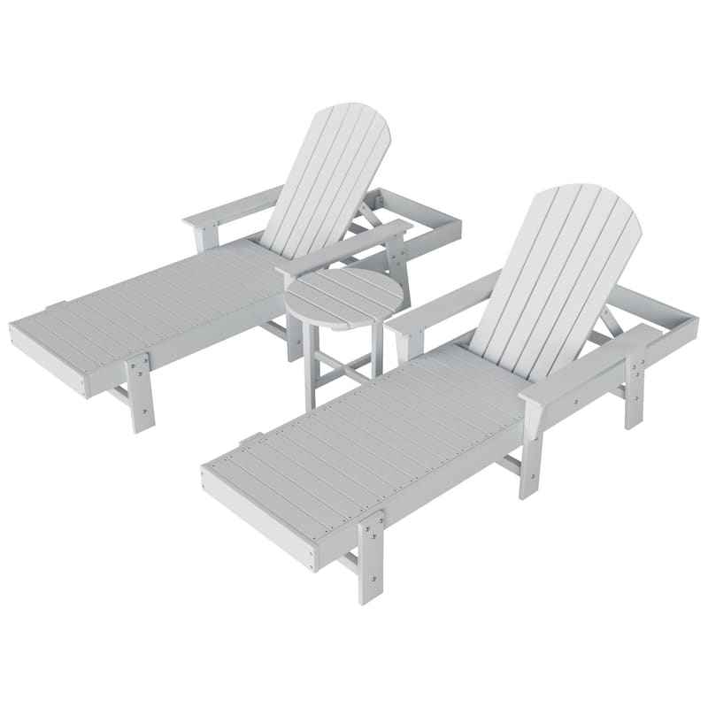 Polytrends Altura Poly Eco-Friendly All Weather Reclining Chaise Lounge with Arms & Side Table (3 Piece Set)