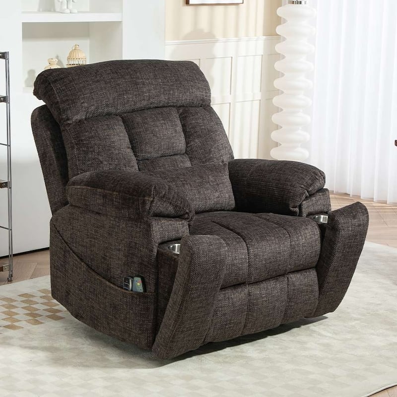 Upgraded Flagship 4-Motor Independent Control Oversized 180° Lay Flat Chenille Power Lift Recliner Chair
