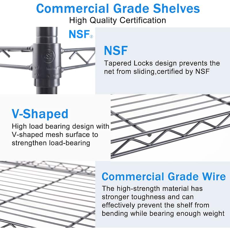 7 Tier Wire Shelving Unit Metal Garage Storage Shelves with Wheels