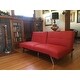 Abbyson Aspen Red Bonded Leather Foldable Futon Sleeper Sofa