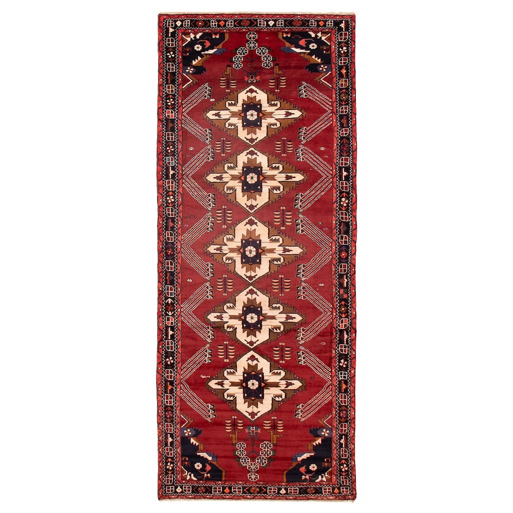 ECARPETGALLERY Hand-knotted Anadol Dark Red Wool Rug - 4'11 x 12'2