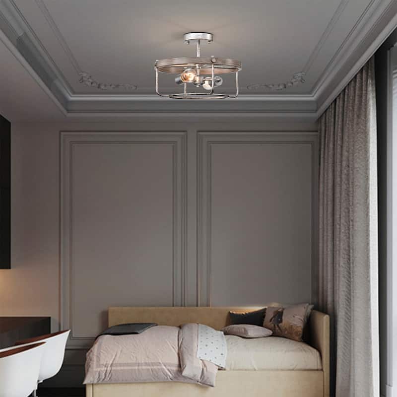 Salaree 15 Inch Antique Cage Semi Flush Mount with 2 Light
